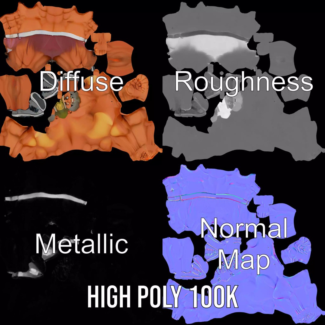 Muscular Character 3D Model – Low Poly Animated Game Asset, FBX - View 4