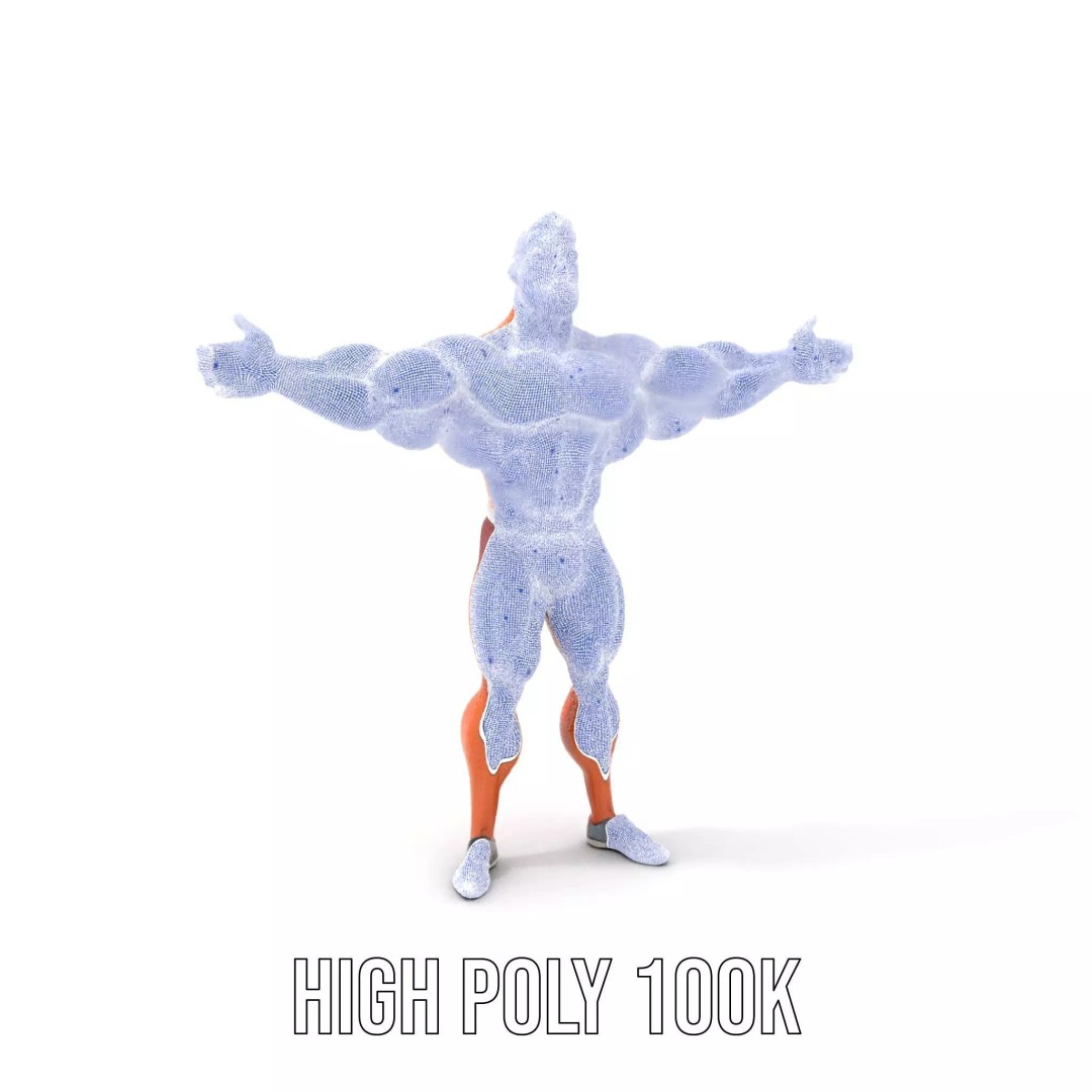 Muscular Character 3D Model – Low Poly Animated Game Asset, FBX - View 5