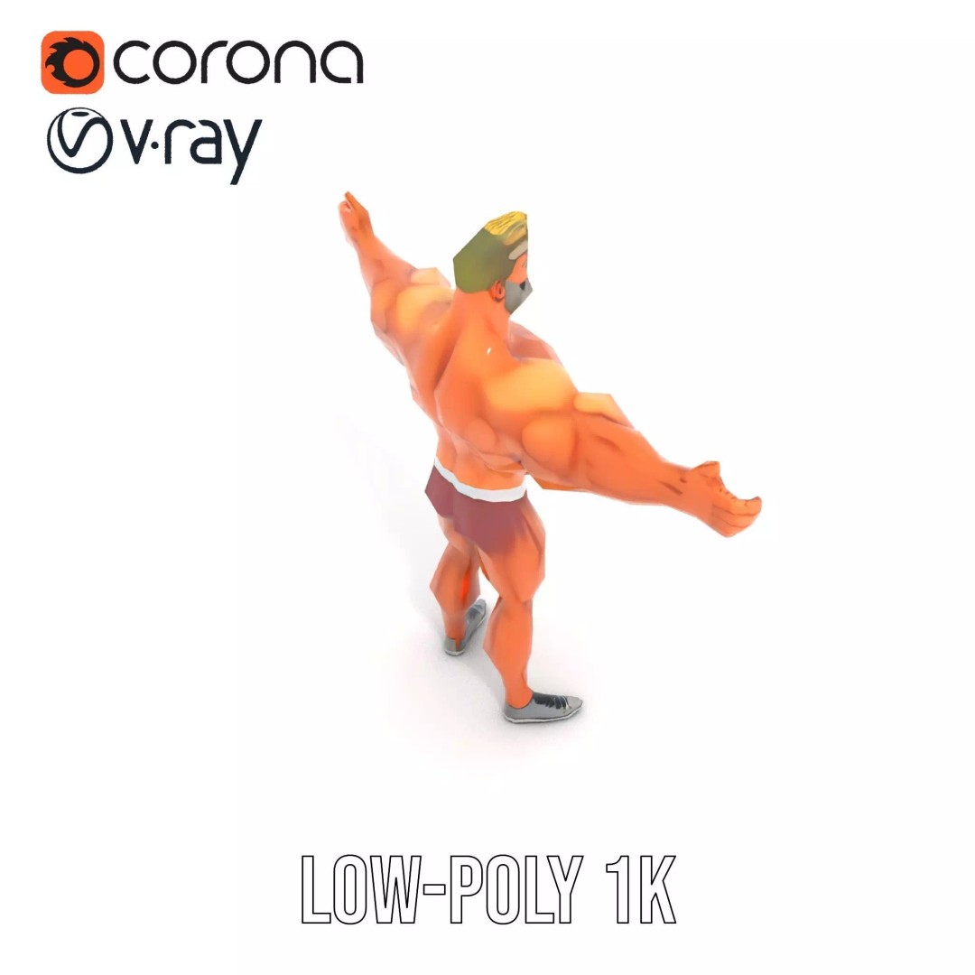 Muscular Character 3D Model – Low Poly Animated Game Asset, FBX - View 8