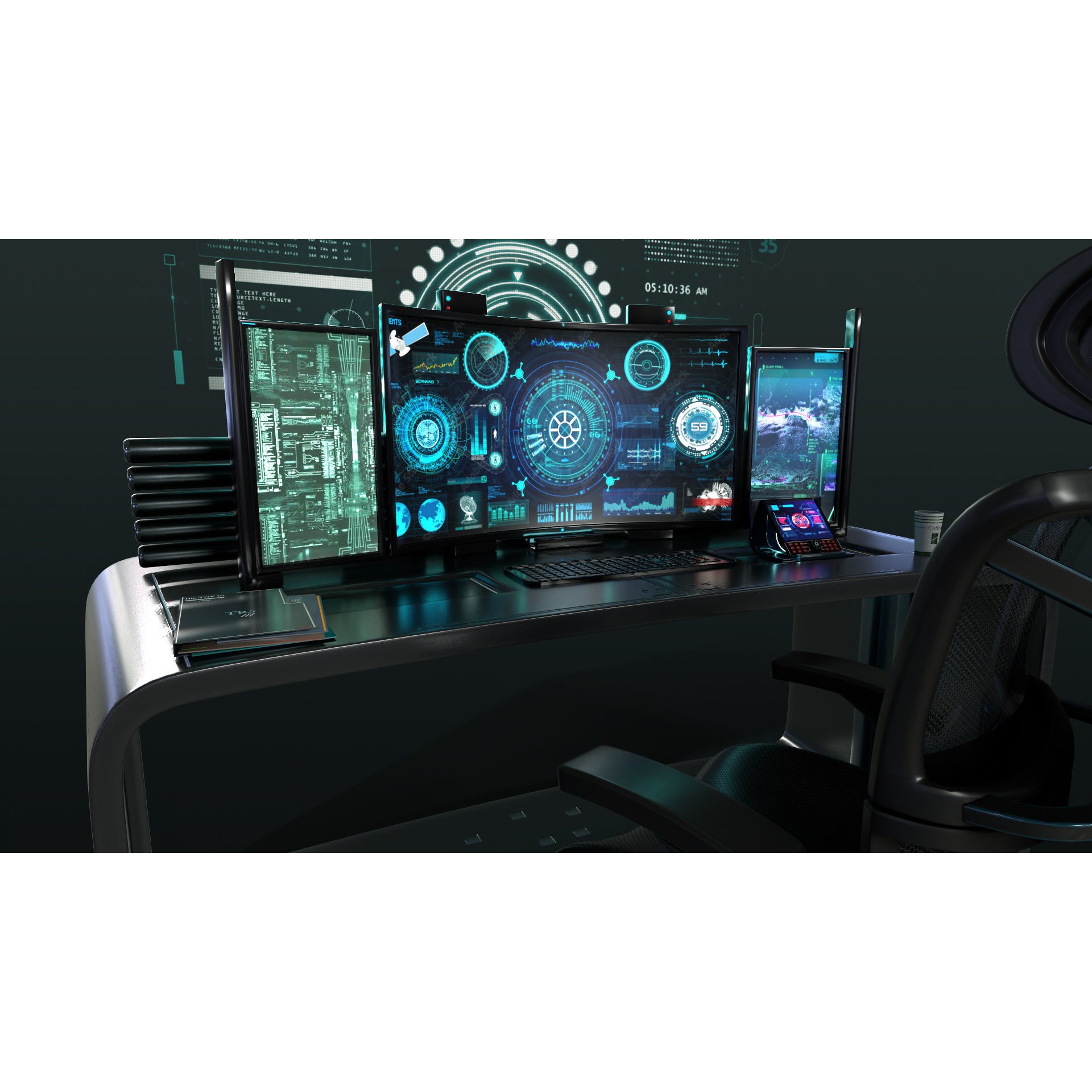 Control Panel Desk - Game-Ready 3D Model - View 3