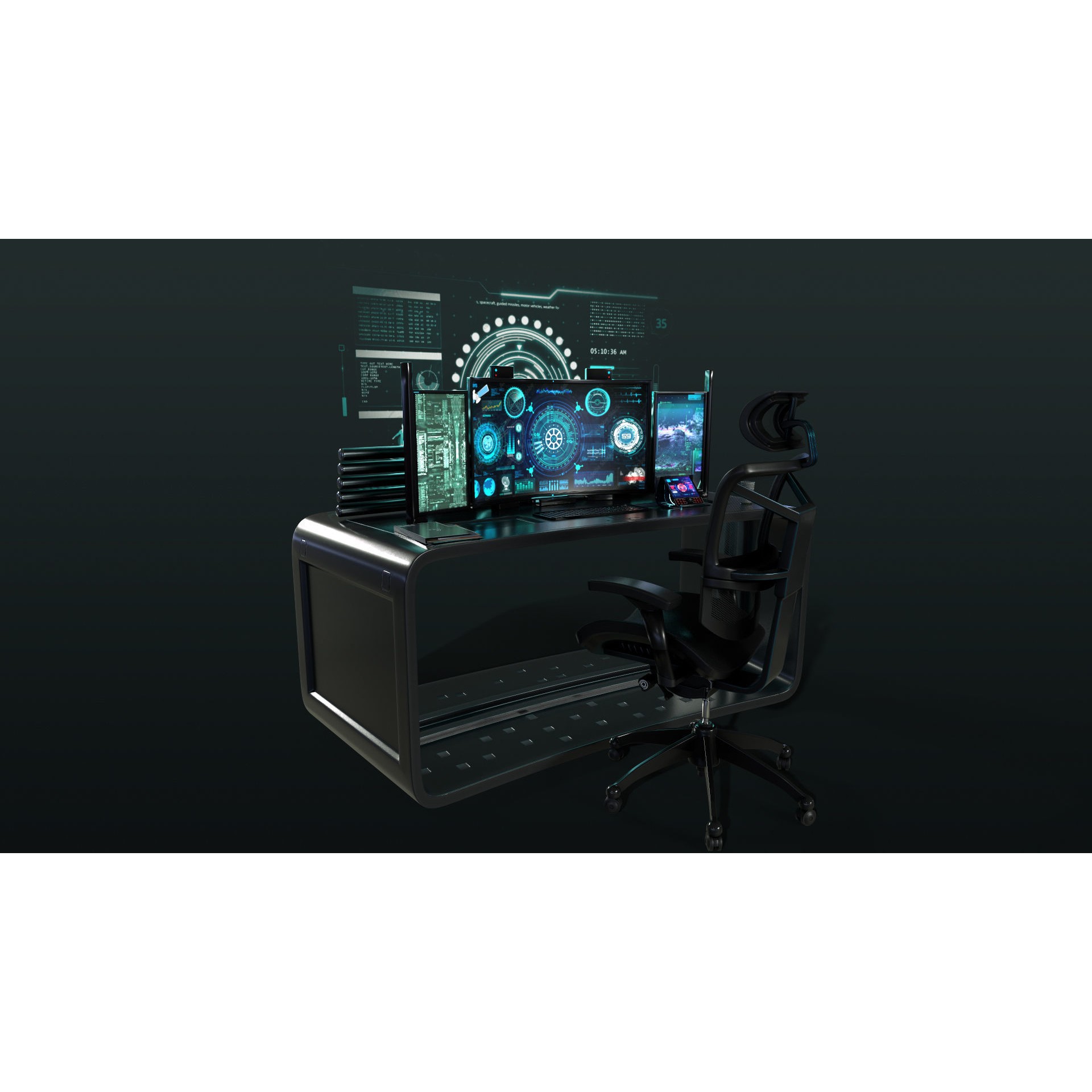 Control Panel Desk - Game-Ready 3D Model - View 4