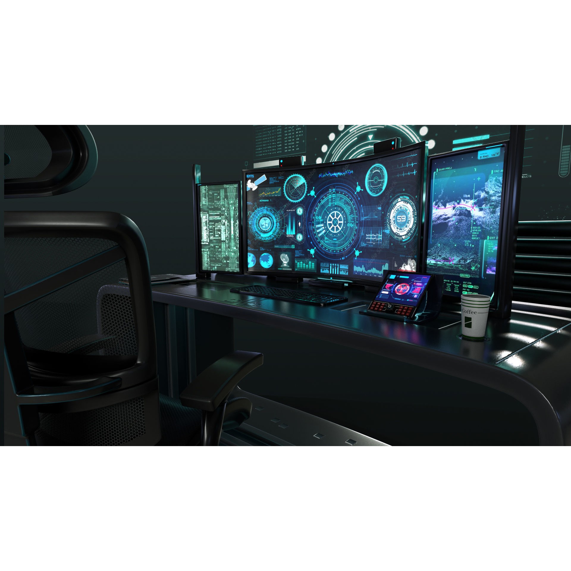 Control Panel Desk - Game-Ready 3D Model - View 5