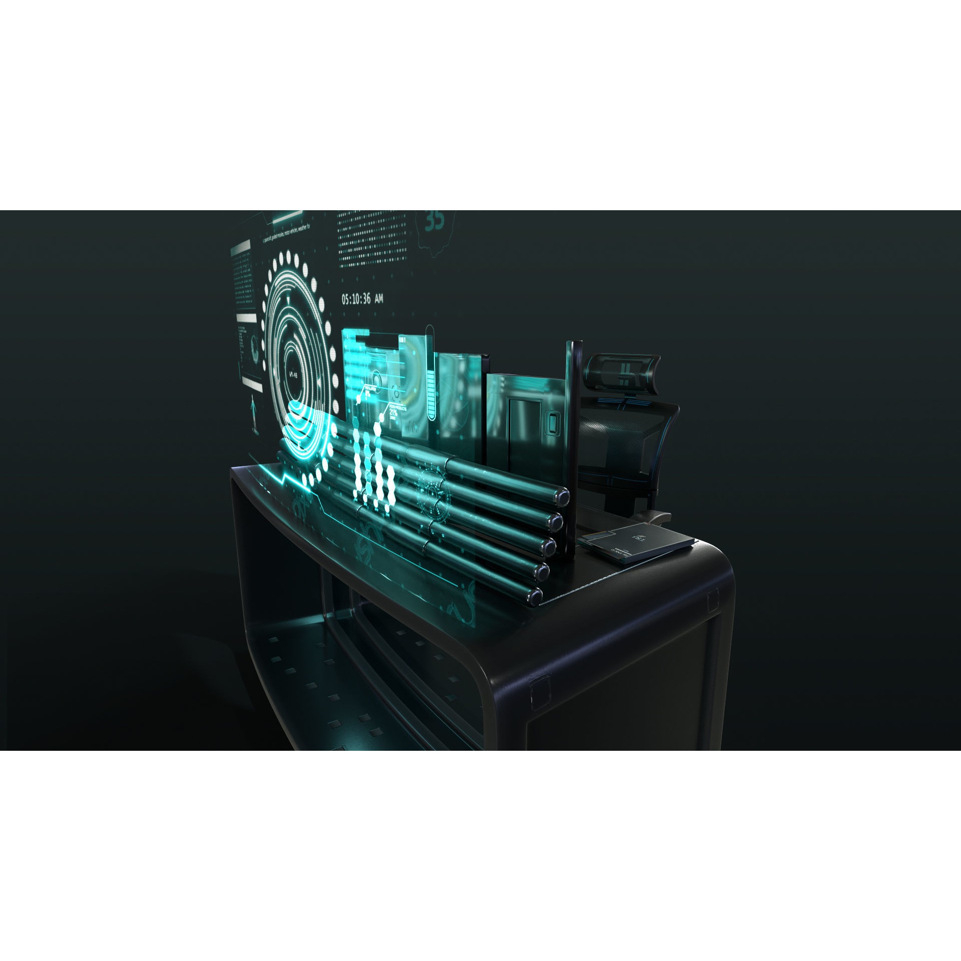 Control Panel Desk - Game-Ready 3D Model - View 6
