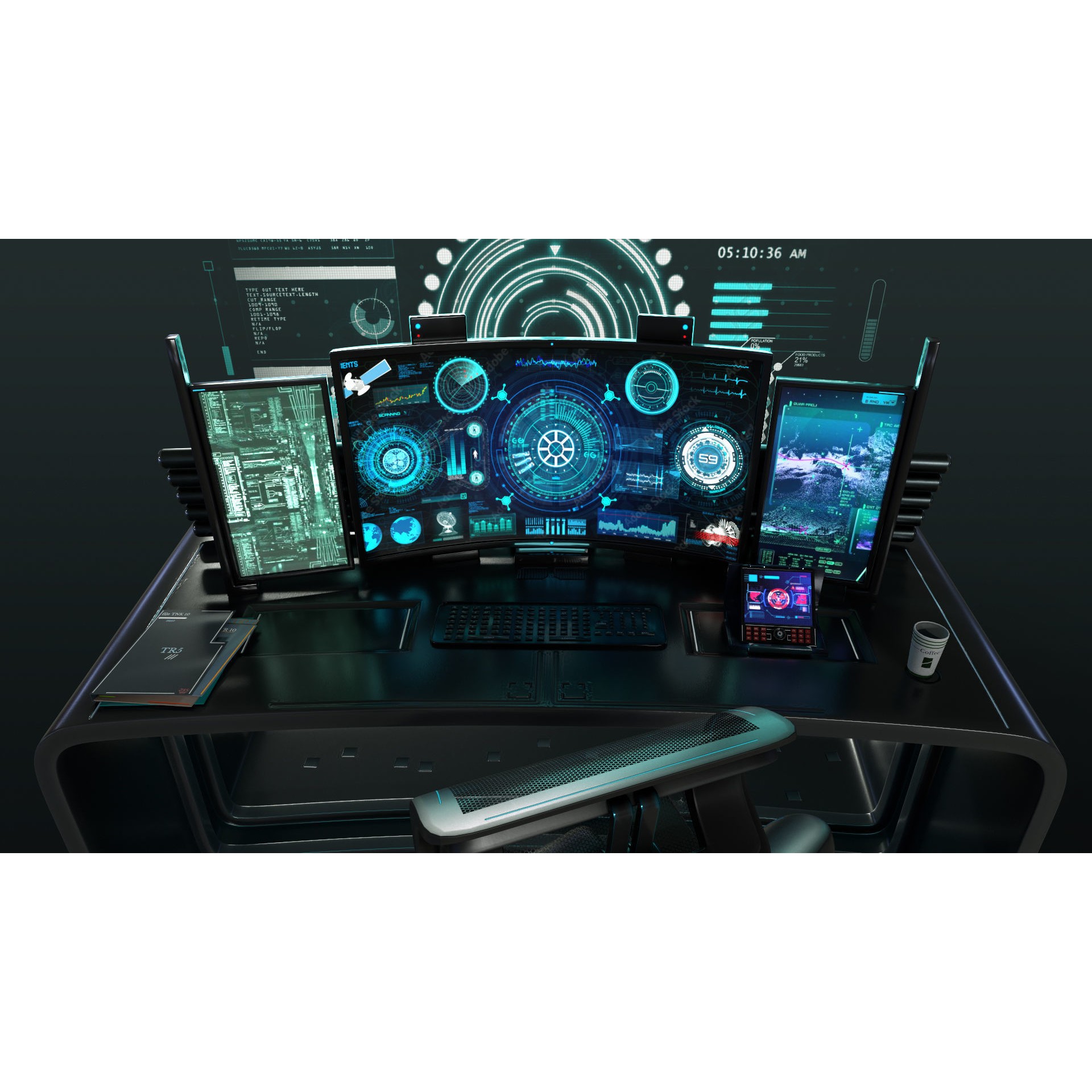 Control Panel Desk - Game-Ready 3D Model - View 8
