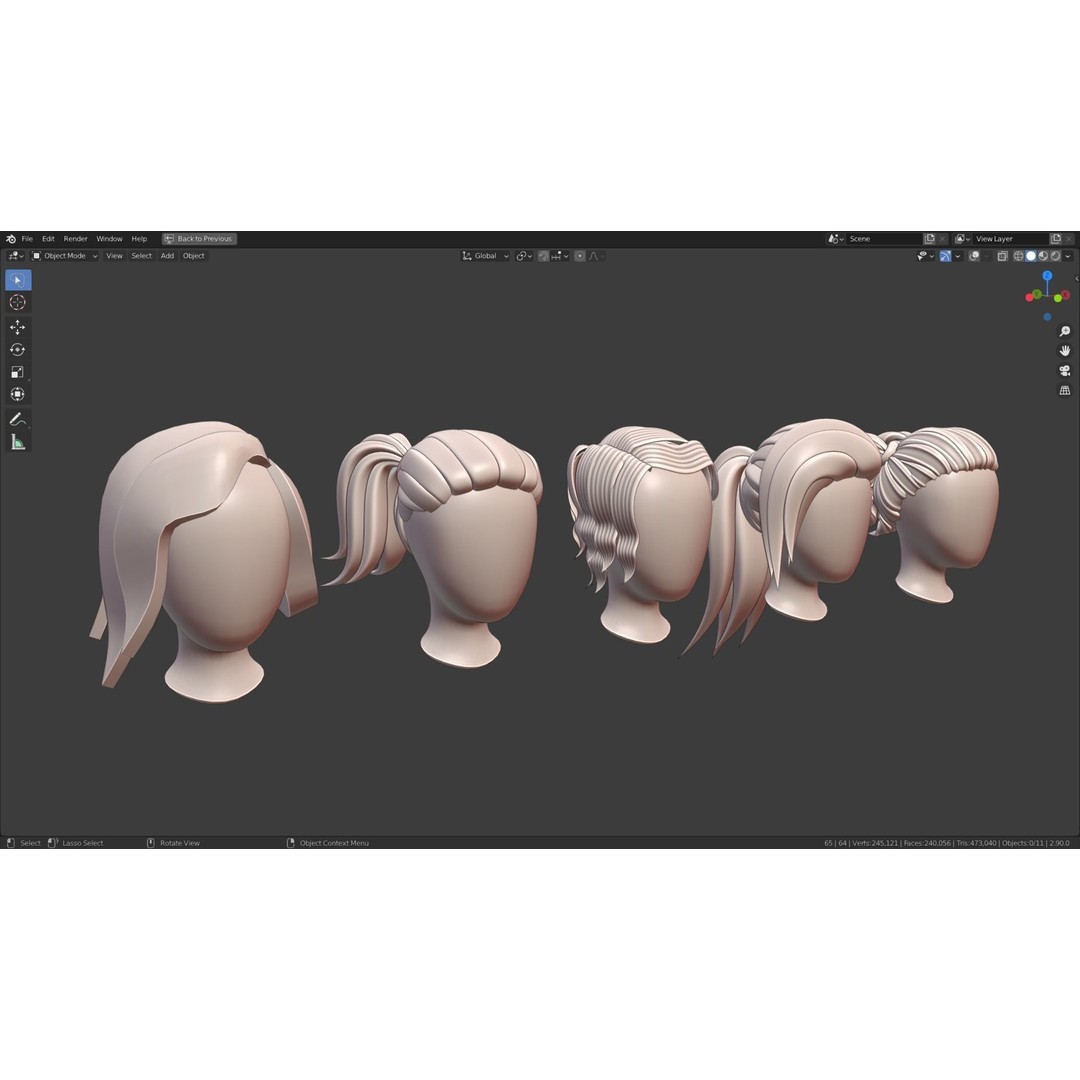 Base Haircuts 3D Model – Stylized Character Mesh for Sculpting, FBX - View 16