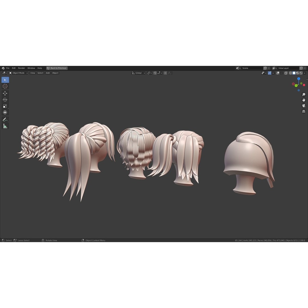 Base Haircuts 3D Model – Stylized Character Mesh for Sculpting, FBX - View 17