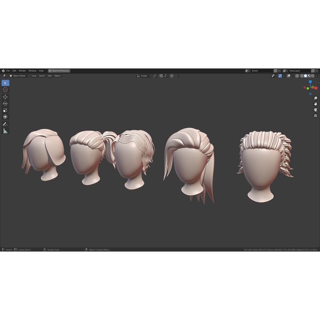 Base Haircuts 3D Model – Stylized Character Mesh for Sculpting, FBX - View 18