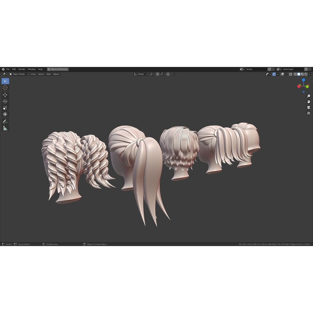 Base Haircuts 3D Model – Stylized Character Mesh for Sculpting, FBX - View 19