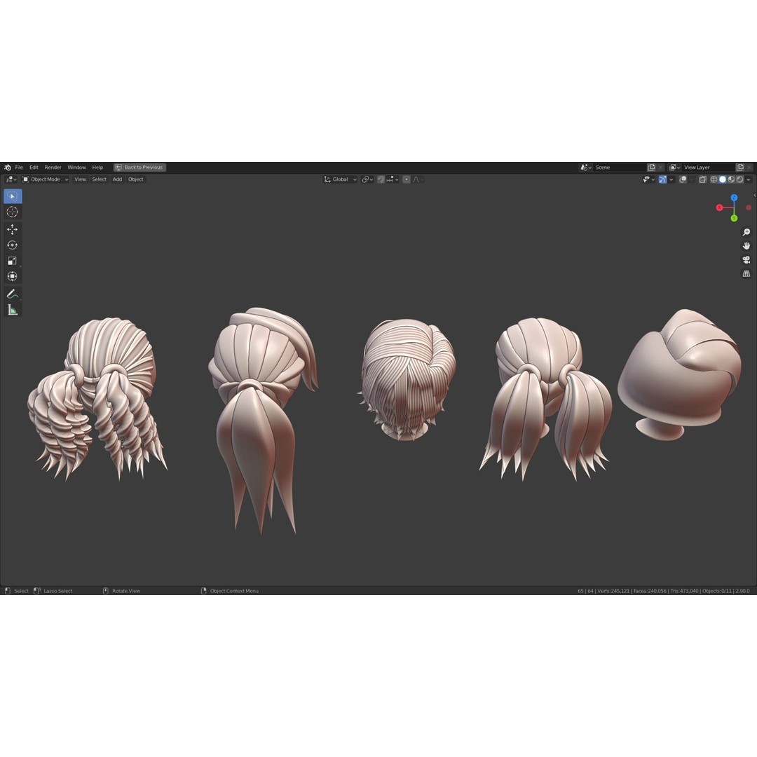 Base Haircuts 3D Model – Stylized Character Mesh for Sculpting, FBX - View 20