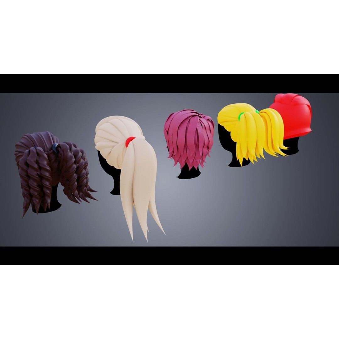 Base Haircuts 3D Model – Stylized Character Mesh for Sculpting, FBX - View 3