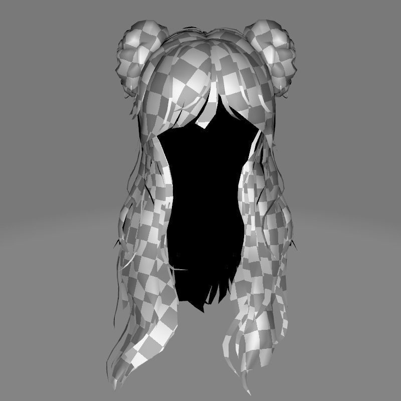 Female Hair 3D Model – Low Poly Hairstyle with Customizable Colors