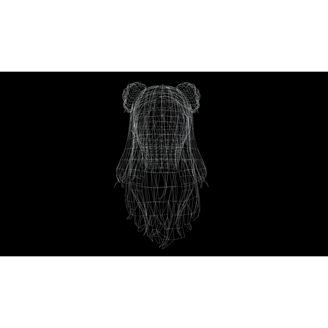 Female Hair 3D Model – Low Poly Hairstyle with Customizable Colors - View 13