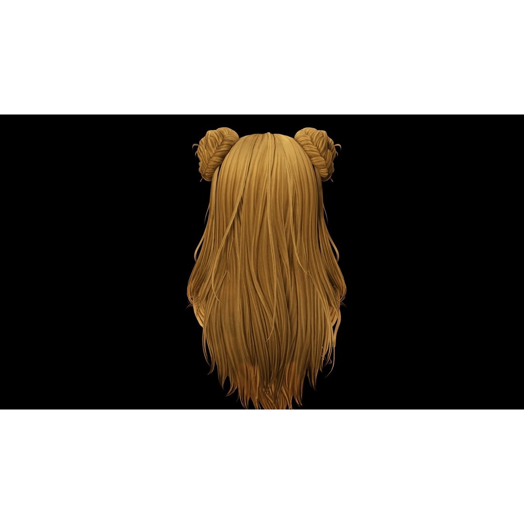 Female Hair 3D Model – Low Poly Hairstyle with Customizable Colors - View 8
