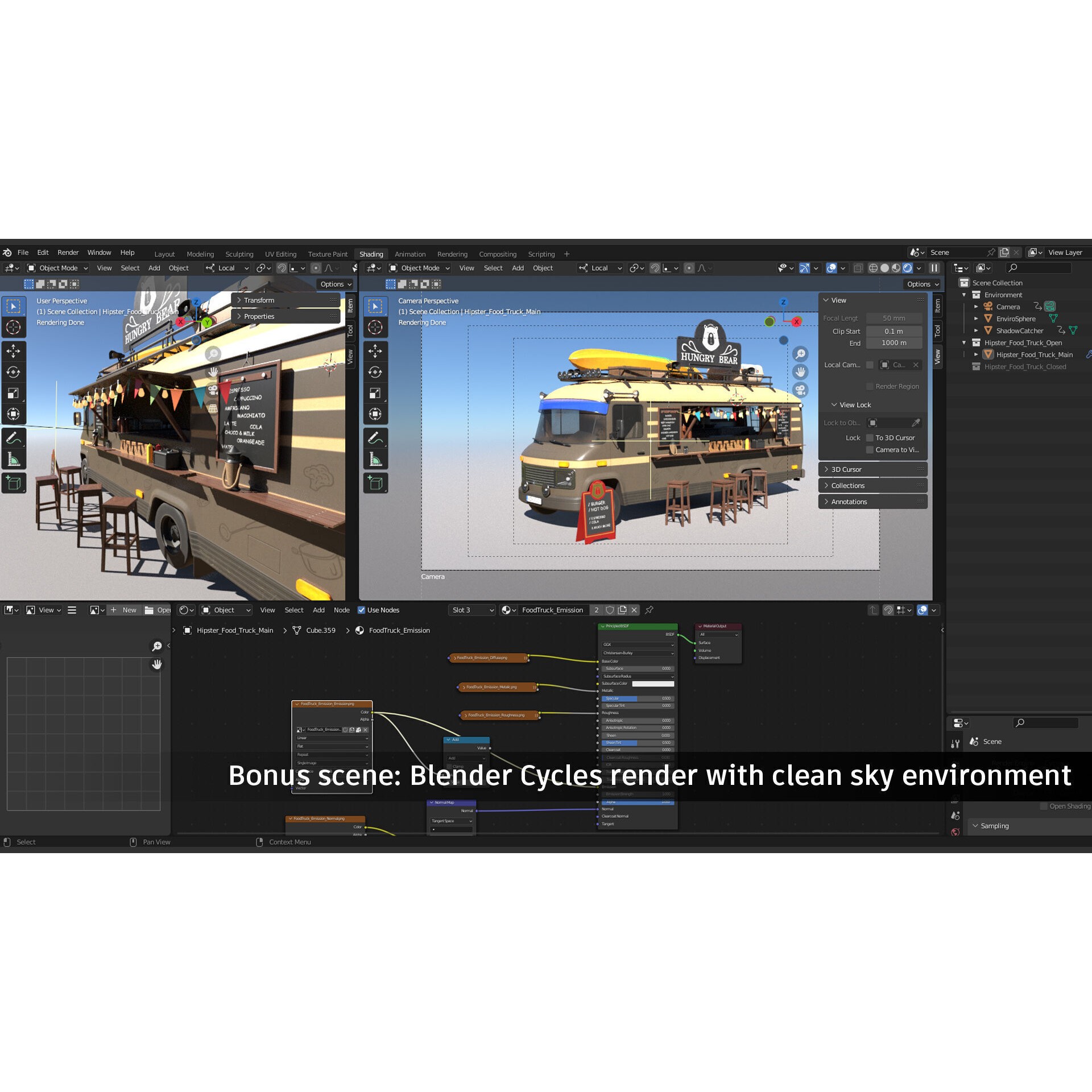 Hipster Food Truck - Low-Poly Game-Ready 3D Model - View 13