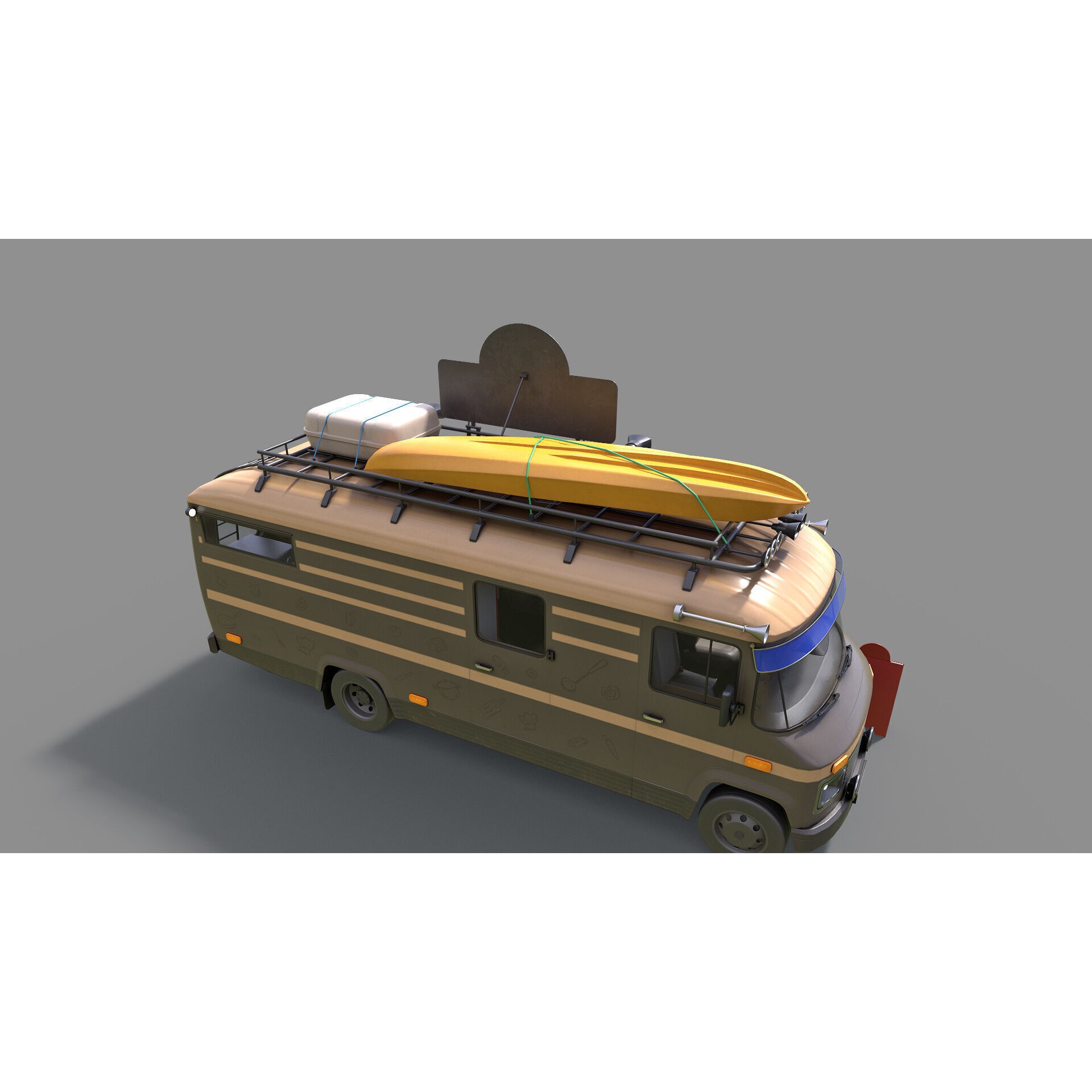 Hipster Food Truck - Low-Poly Game-Ready 3D Model - View 7