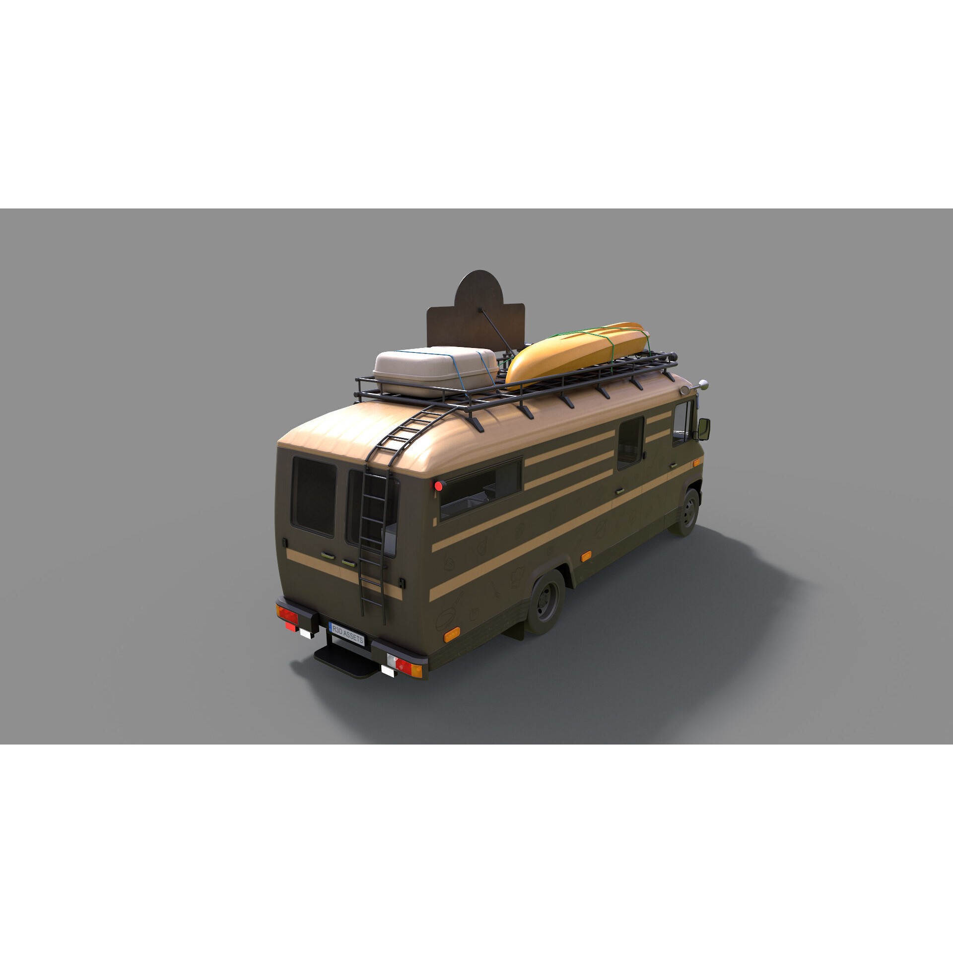 Hipster Food Truck - Low-Poly Game-Ready 3D Model - View 8