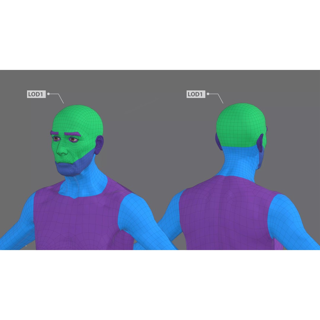 Older Character 3D Model – Semi-Realistic Low-Poly Game Asset, FBX - View 10