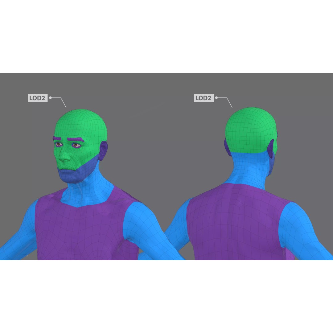 Older Character 3D Model – Semi-Realistic Low-Poly Game Asset, FBX - View 12