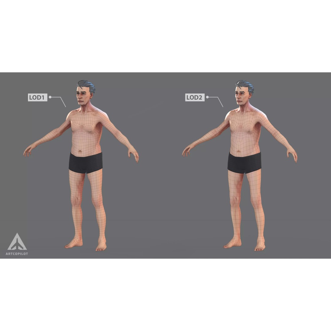 Older Character 3D Model – Semi-Realistic Low-Poly Game Asset, FBX - View 4