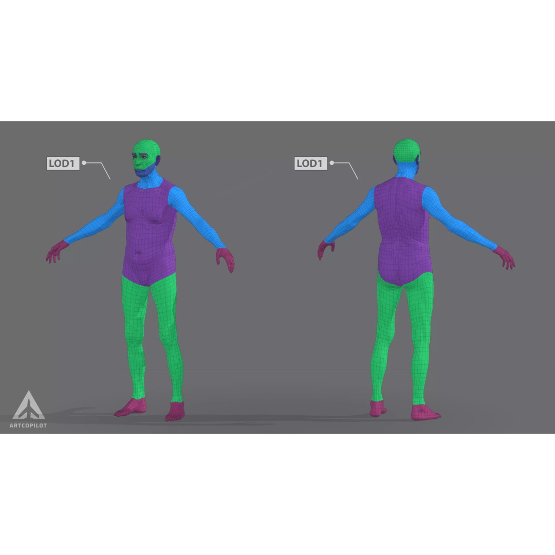Older Character 3D Model – Semi-Realistic Low-Poly Game Asset, FBX - View 9