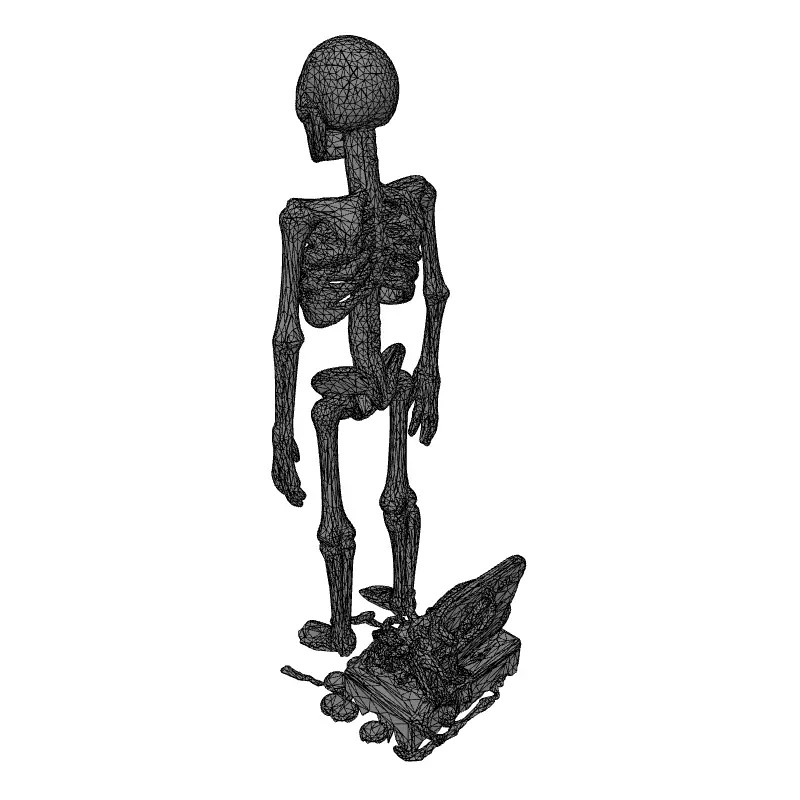 Steampunk Skeleton 3D Model – Low Poly Character with Antique Box