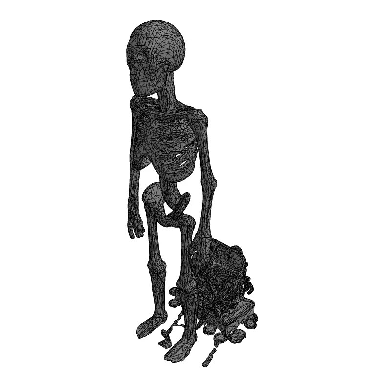 Steampunk Skeleton 3D Model – Low Poly Character with Antique Box - View 3