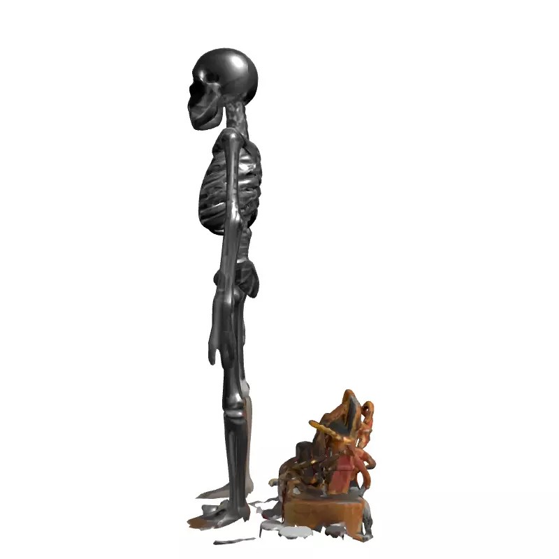 Steampunk Skeleton 3D Model – Low Poly Character with Antique Box - View 6