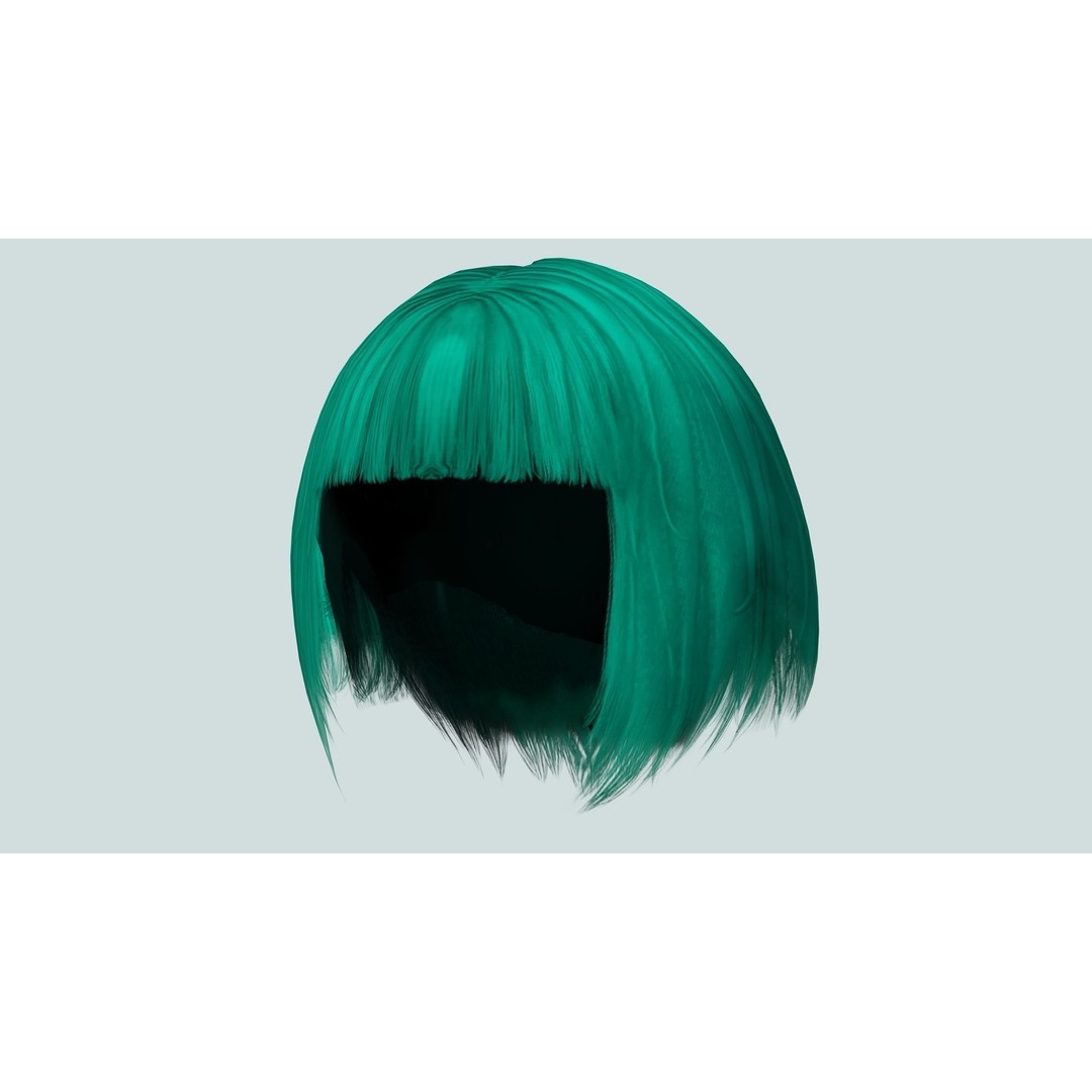 Female Bob Hair 3D Model – Low Poly Realistic Hair, FBX - View 10