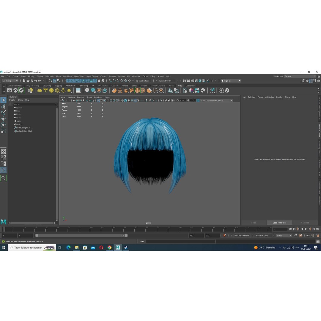 Female Bob Hair 3D Model – Low Poly Realistic Hair, FBX - View 13