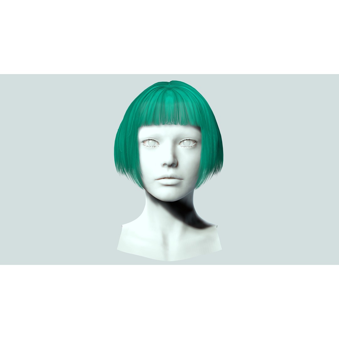 Female Bob Hair 3D Model – Low Poly Realistic Hair, FBX - View 5