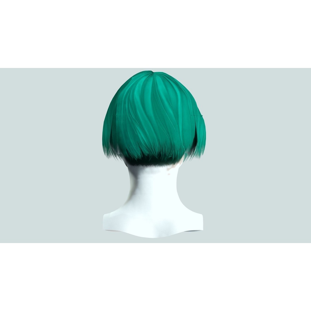 Female Bob Hair 3D Model – Low Poly Realistic Hair, FBX - View 8