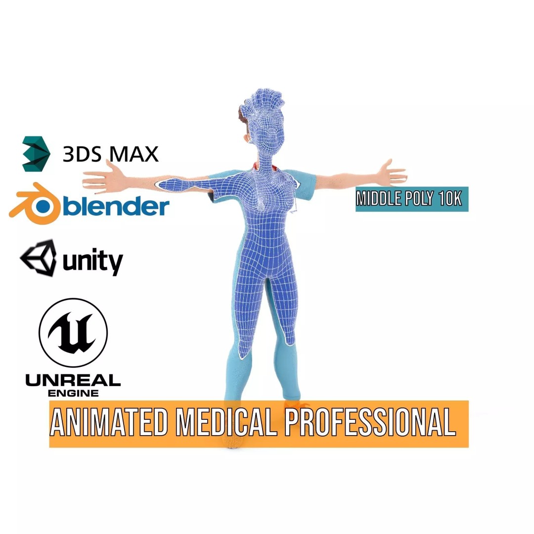 Animated Medical Professional 3D Model – Low Poly Rigged Character for Health Apps - View 13