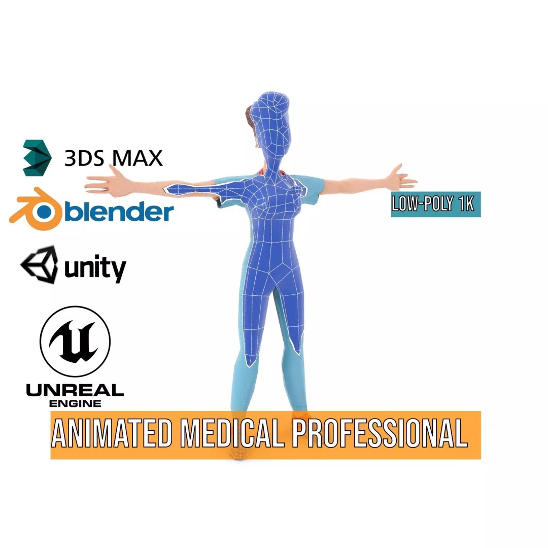 Animated Medical Professional 3D Model – Low Poly Rigged Character for Health Apps - View 29