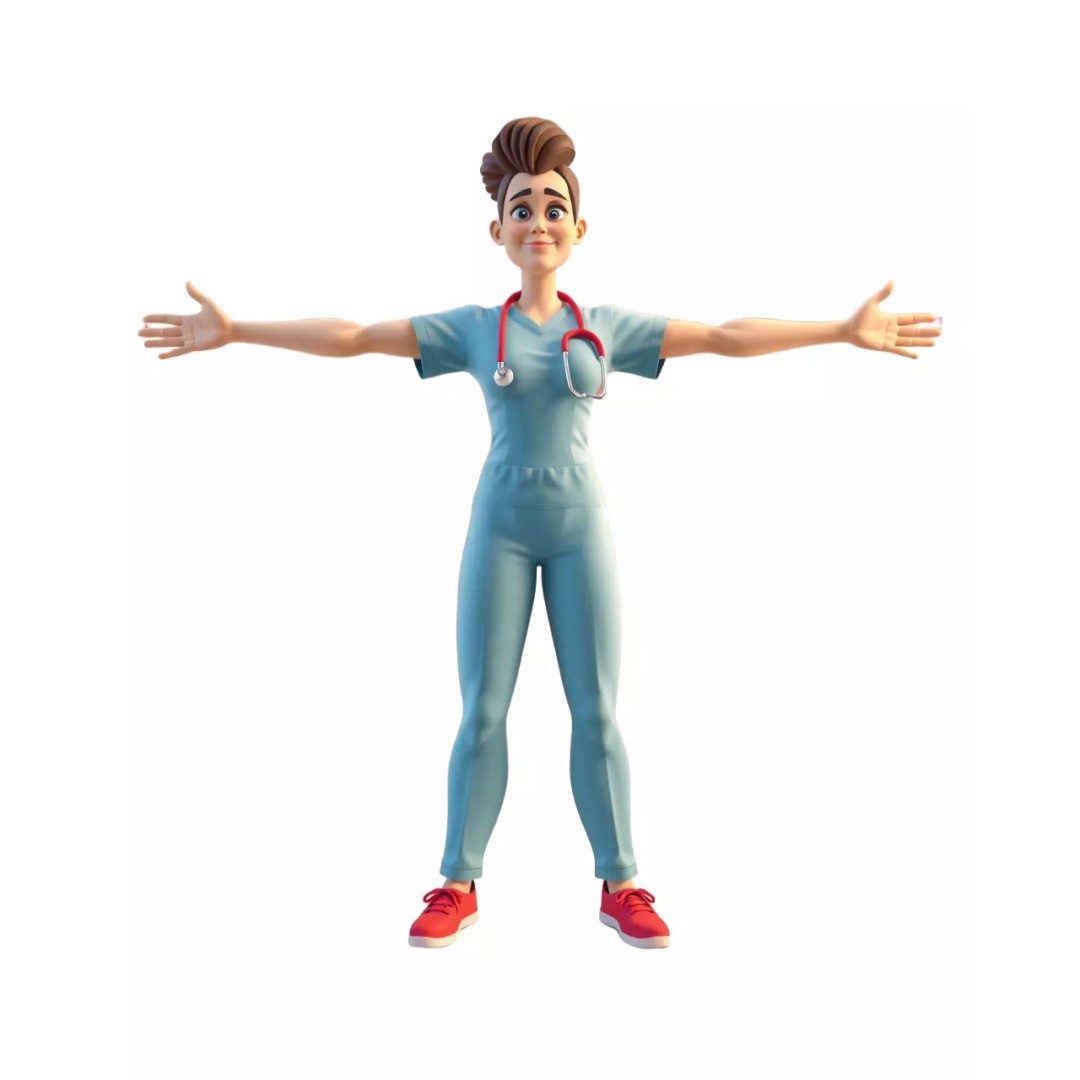 Animated Medical Professional 3D Model – Low Poly Rigged Character for Health Apps - View 3