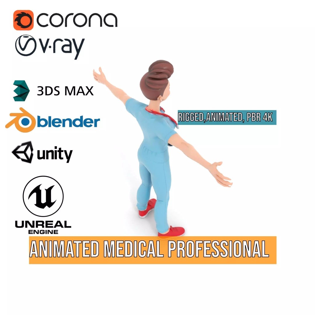 Animated Medical Professional 3D Model – Low Poly Rigged Character for Health Apps - View 30