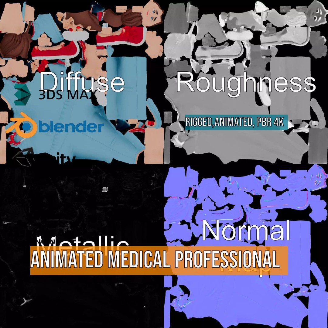 Animated Medical Professional 3D Model – Low Poly Rigged Character for Health Apps - View 4