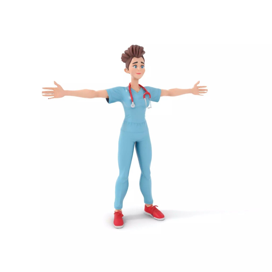 Animated Medical Professional 3D Model – Low Poly Rigged Character for Health Apps - View 8