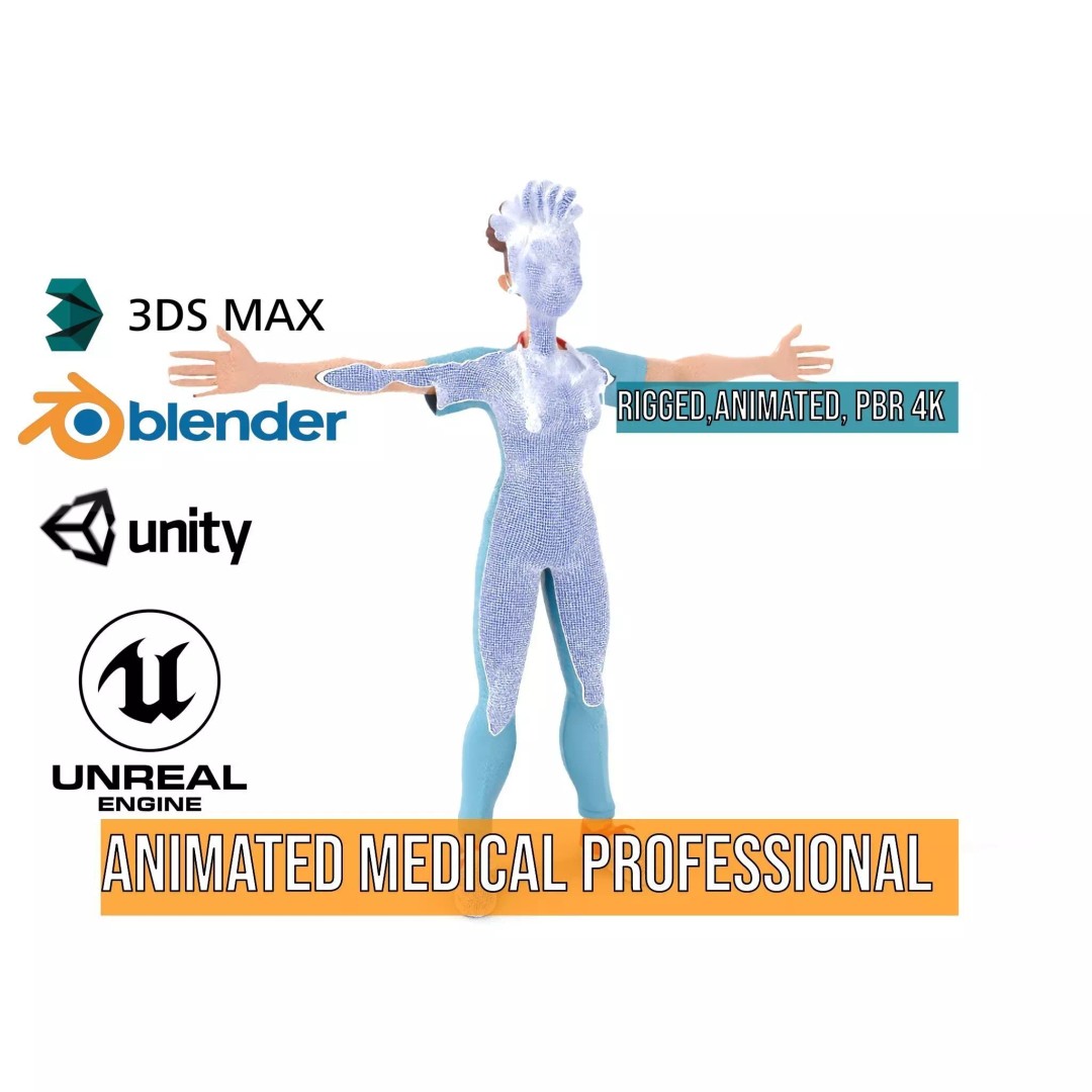 Animated Medical Professional 3D Model – Low Poly Rigged Character for Health Apps - View 9