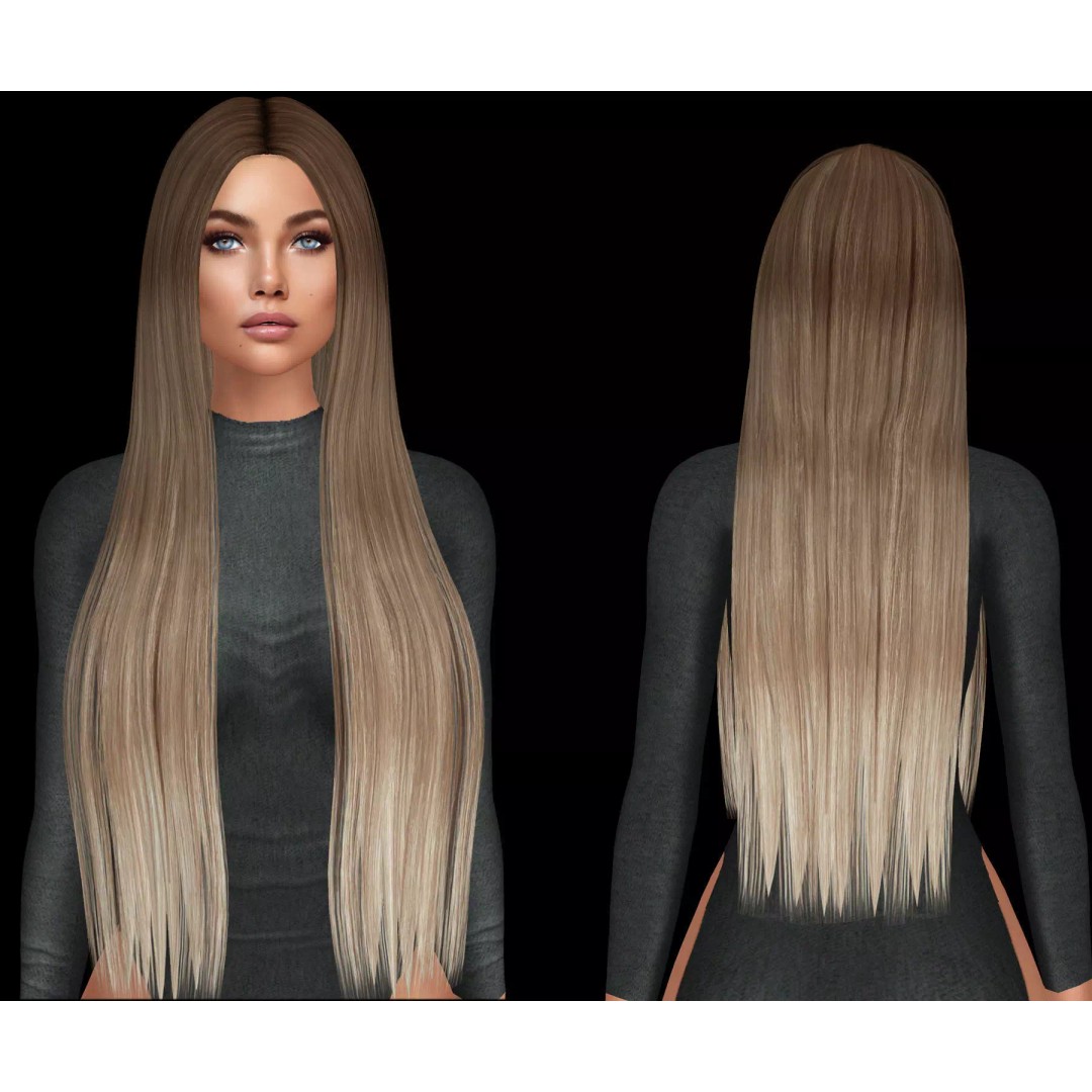 Female Hair 3D Model – Low-Poly Hairstyle, Rigged for Games - View 2