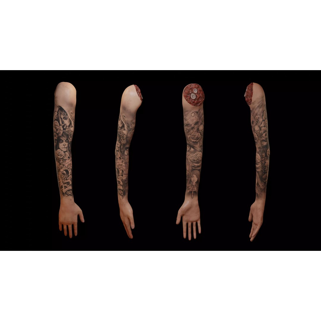 Severed Arm 3D Model – Rigged Low-Poly Horror Asset, FBX - View 2
