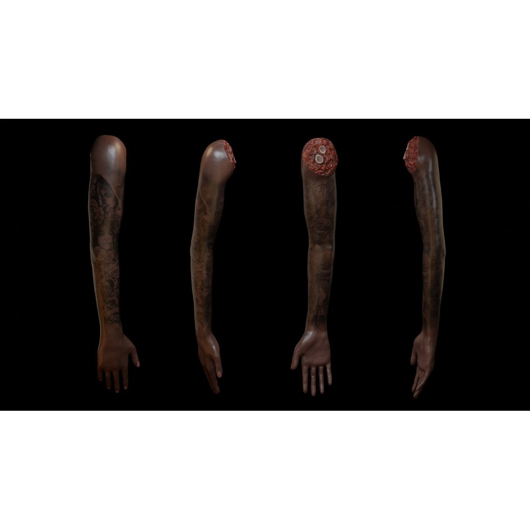 Severed Arm 3D Model – Rigged Low-Poly Horror Asset, FBX - View 3