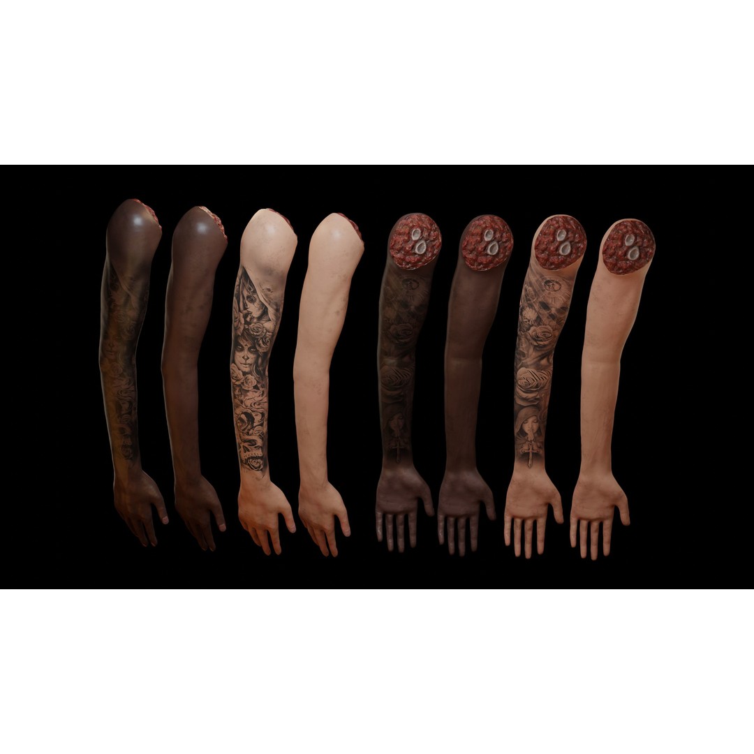 Severed Arm 3D Model – Rigged Low-Poly Horror Asset, FBX - View 6