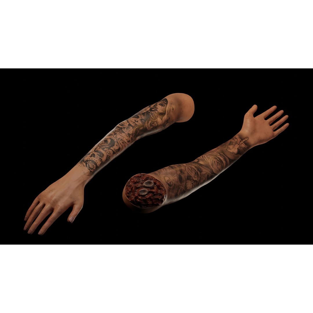 Severed Arm 3D Model – Rigged Low-Poly Horror Asset, FBX - View 9