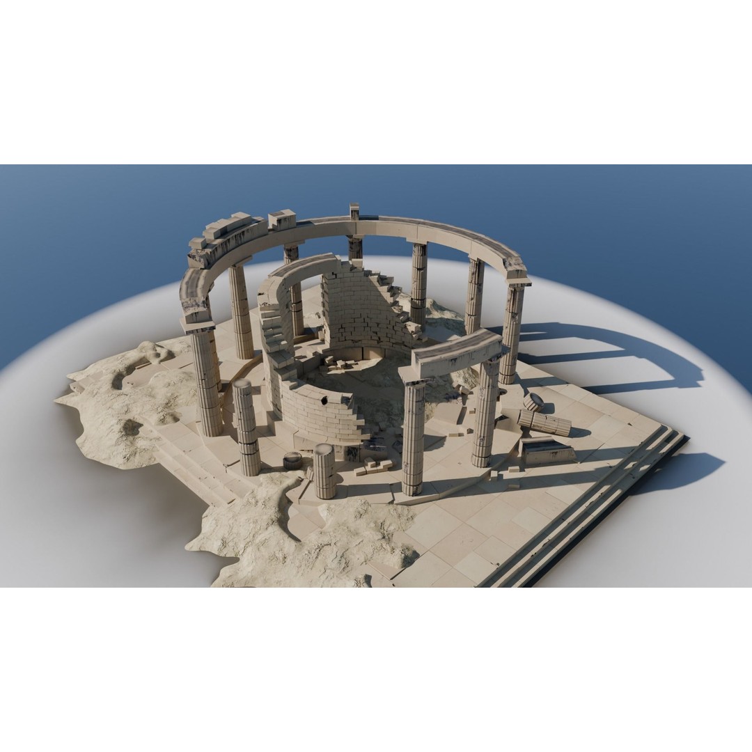 Ancient Round Temple 3D Model – Low Poly Doric Design, FBX, OBJ - View 2