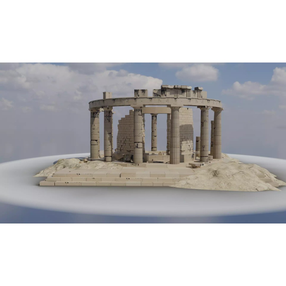 Ancient Round Temple 3D Model – Low Poly Doric Design, FBX, OBJ - View 3