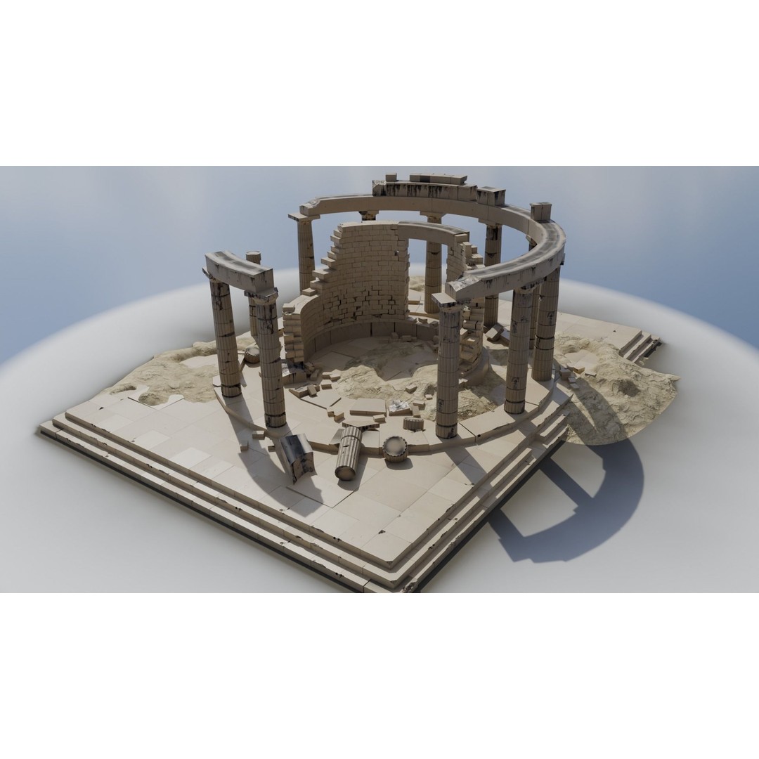 Ancient Round Temple 3D Model – Low Poly Doric Design, FBX, OBJ - View 4