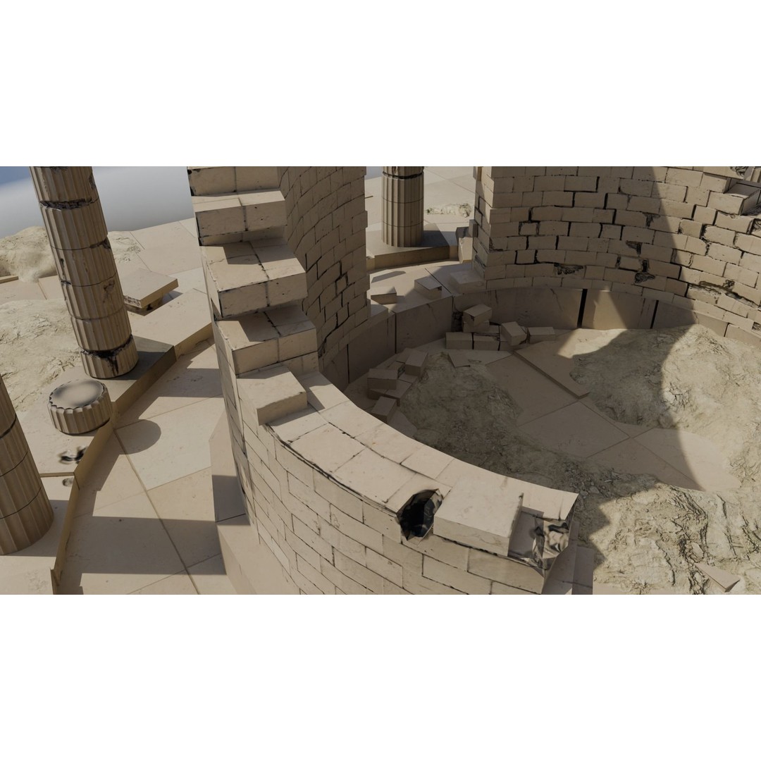 Ancient Round Temple 3D Model – Low Poly Doric Design, FBX, OBJ - View 9