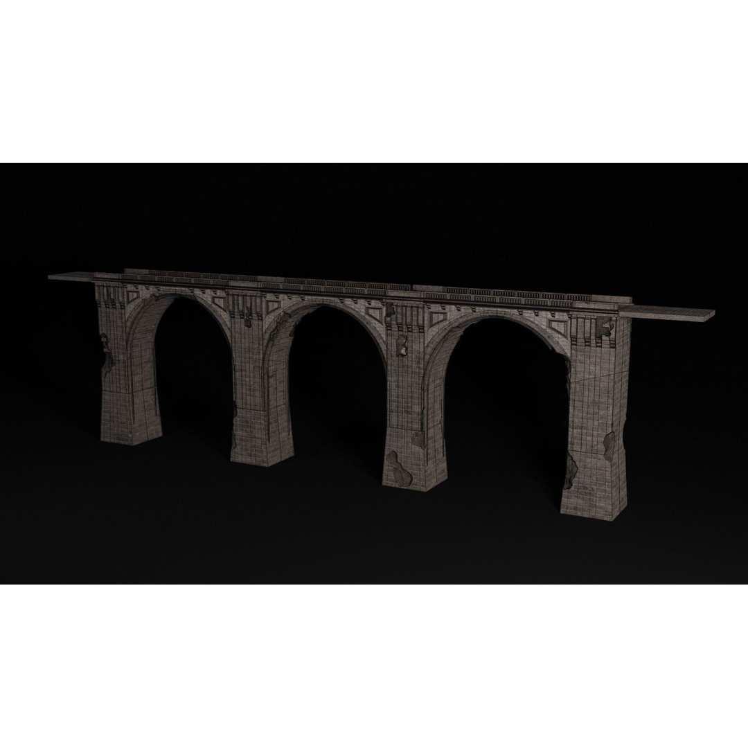 Ancient Roman Greek Bridge 3D Model – Low Poly Game Asset, FBX, OBJ - View 12