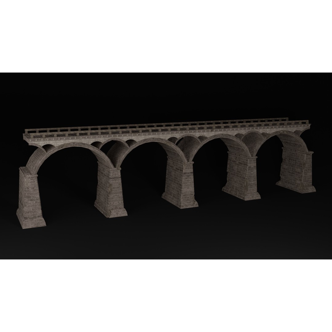 Ancient Roman Greek Bridge 3D Model – Low Poly Game Asset, FBX, OBJ - View 13
