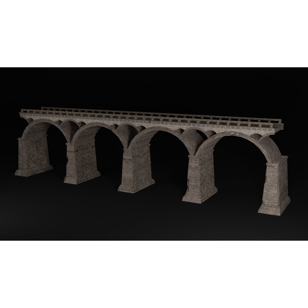 Ancient Roman Greek Bridge 3D Model – Low Poly Game Asset, FBX, OBJ - View 14